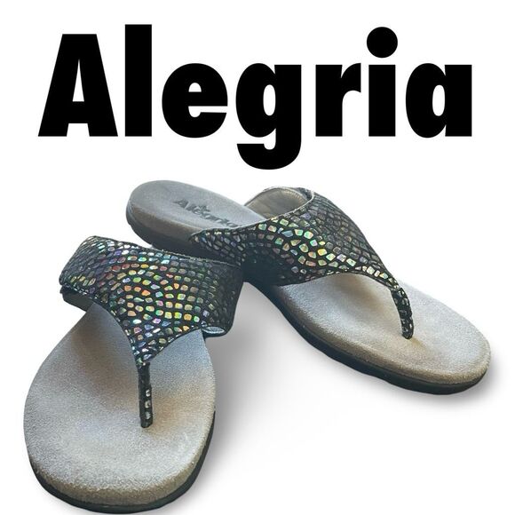 ALEGRIA Molly Mirror Mirror Sandals, Contour Footbed, Adjustable Strap, Size 9 - Picture 1 of 10